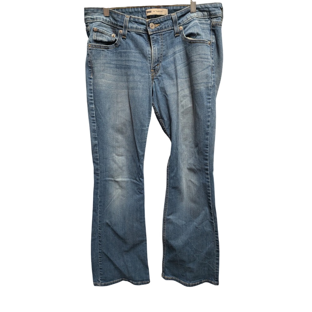 Levis 518 Superlow Bootcut Jeans Womens Medium Wash Blue Low Rise Denim Pants